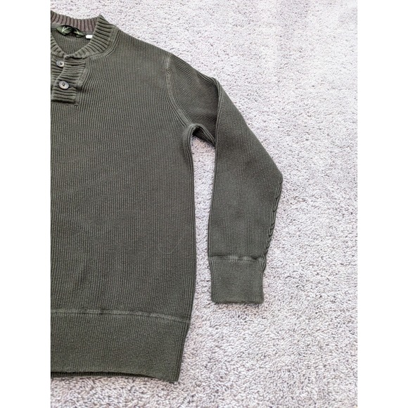 Vintage Eddie Bauer Sweater Mens Large Crewneck Rib Knit Green Made in Hongkong - Picture 2 of 10